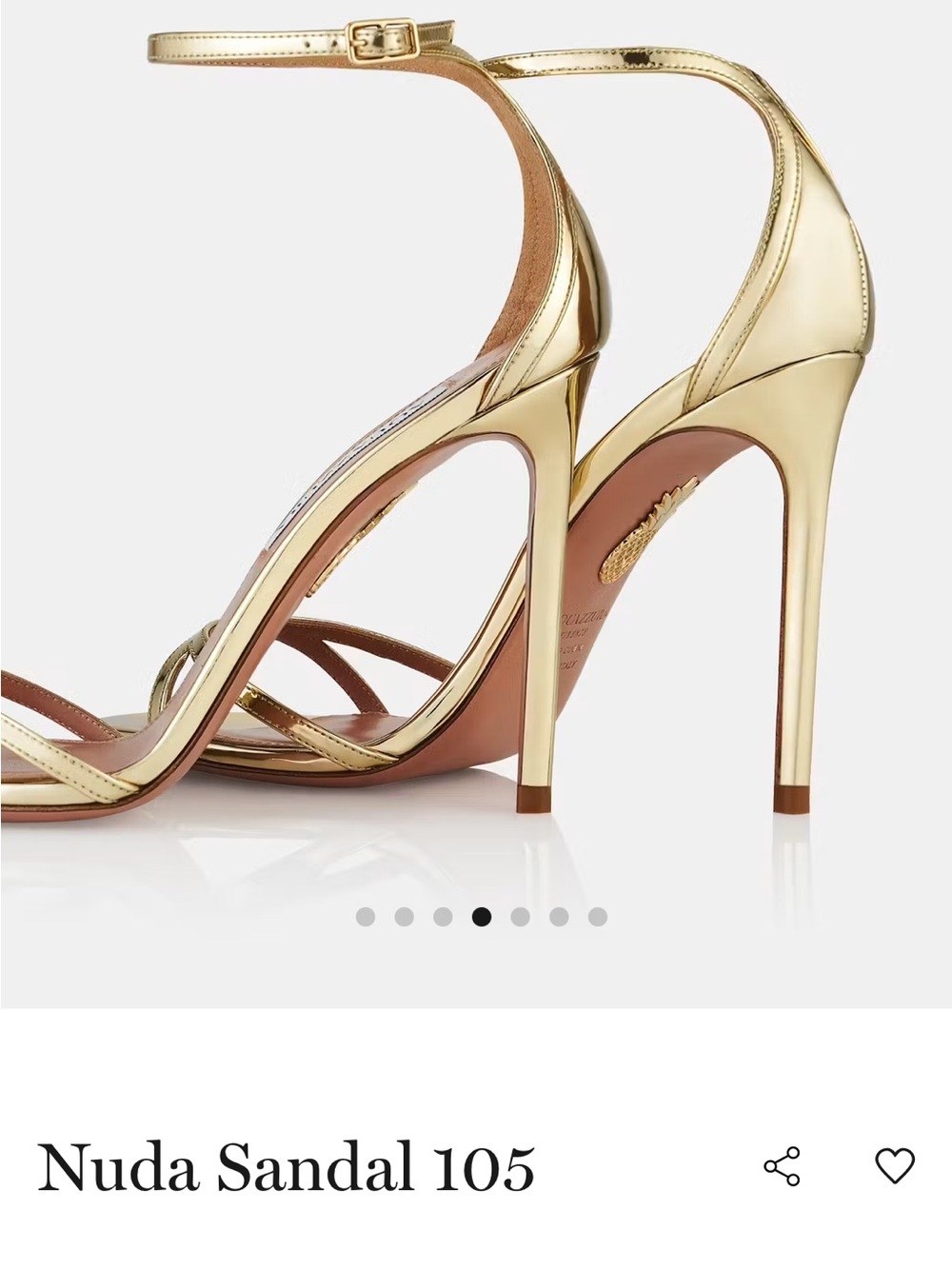 Aquazzura Gold Metallic Ankle-Strap Stiletto Sandal - Picture 3 of 10